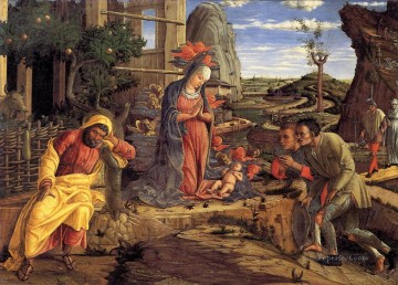 Andrea Mantegna Painting - La Adoración de los Pastores pintor renacentista Andrea Mantegna